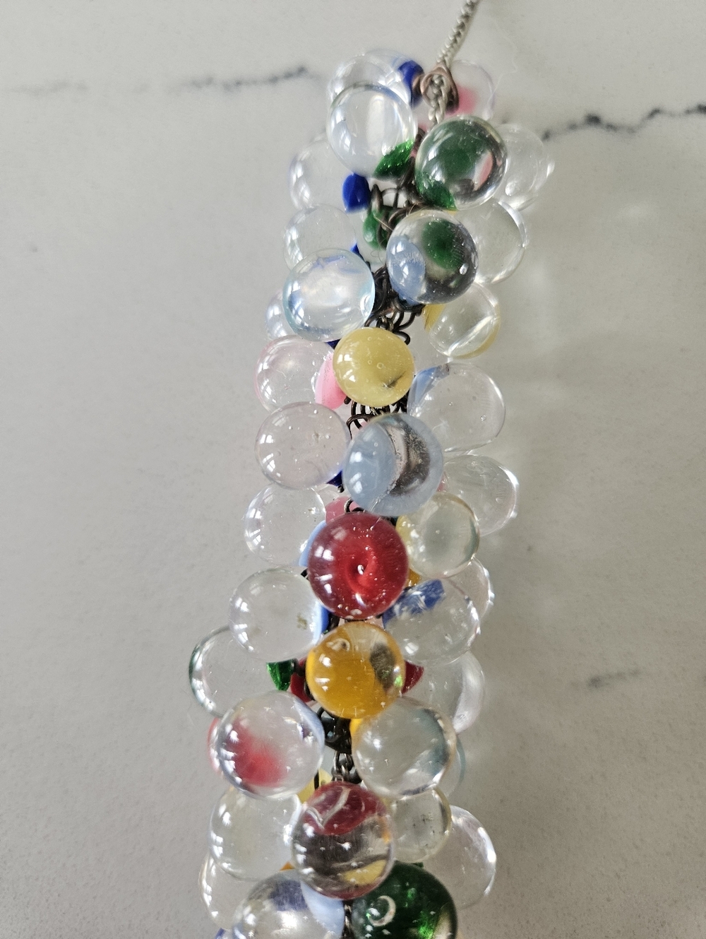 Vintage MCM Murano Art Glass Color Shifting Pools Light Statement Necklace 24" - Picture 11 of 11